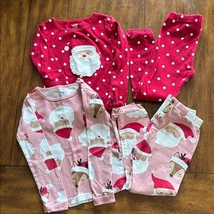 Carter's Red and Pink Santa Kids Pajamas